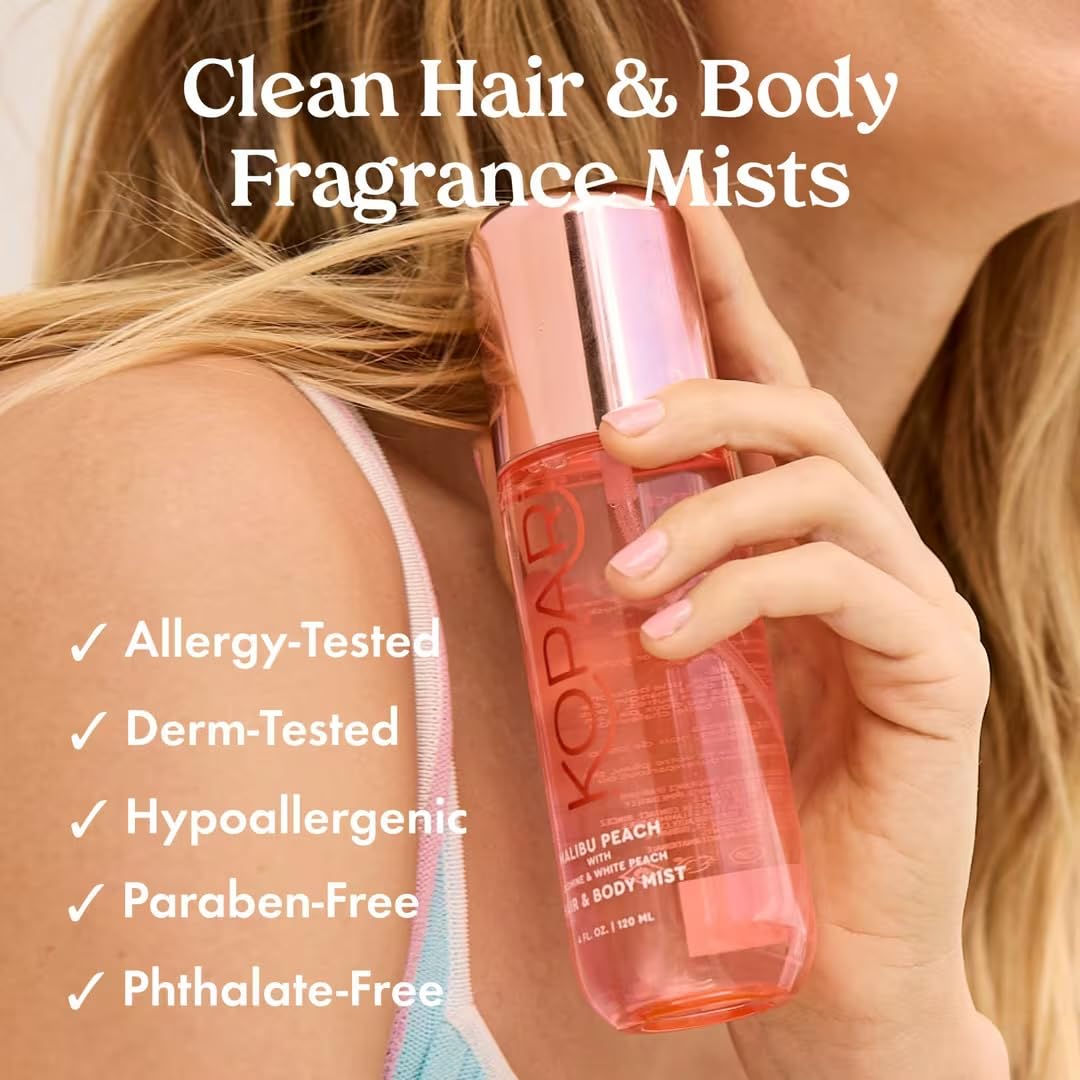 Kopari Hair & Body Mist Malibu Peach, Long-Lasting Playful Vibrant Tropical Scent, Warm Floral Fragrance, Blend of Peach with a Kiss of Jasmine, 4 oz Beauty & Personal Care Kopari