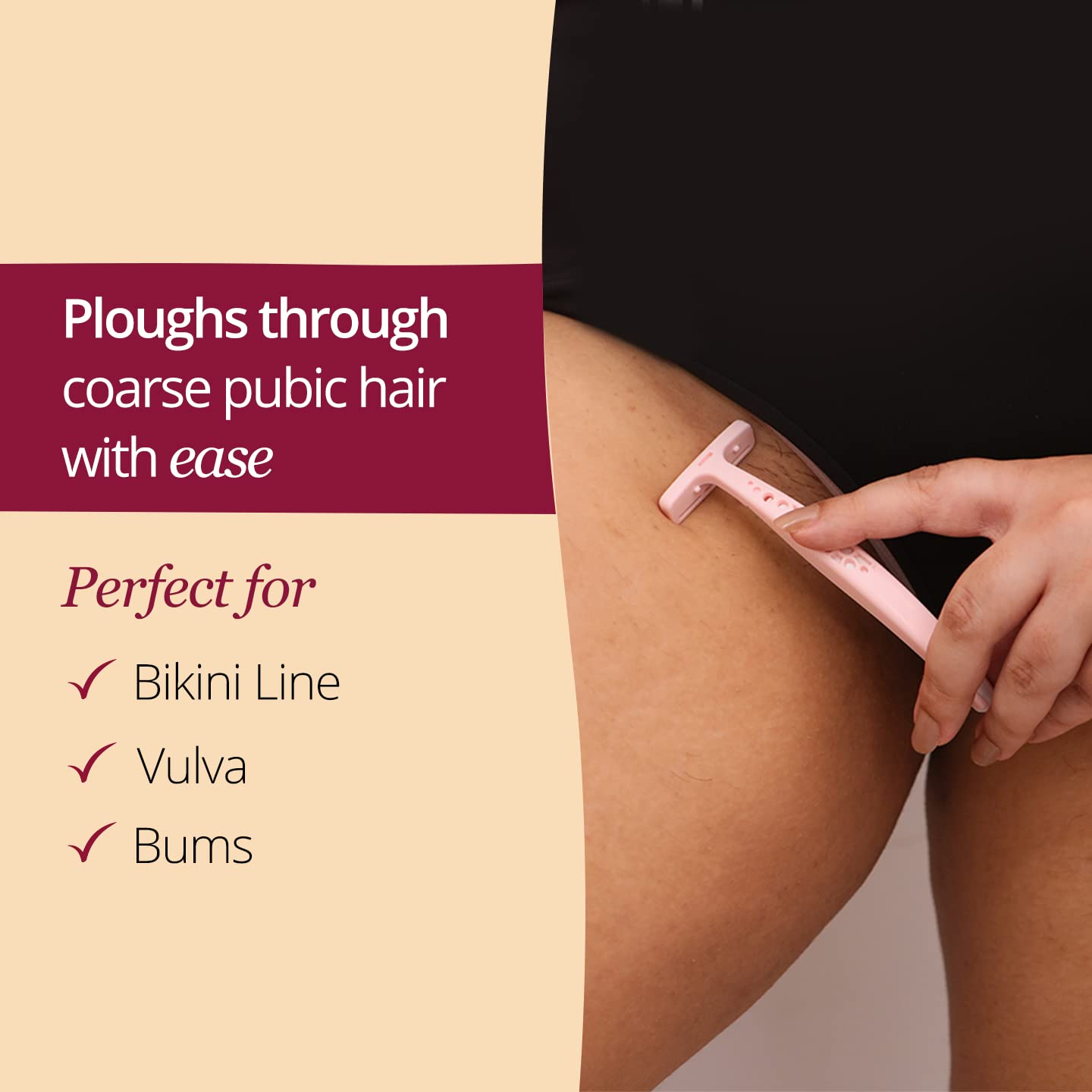 Carmesi Bikini Razor for Women - No Cuts, No Bumps Hair Removal - Japanese Nano-Precision Blade with Safety Comb - Smooth, Irritation-Free Bikini Line Beauty and Personal Care Carmesi