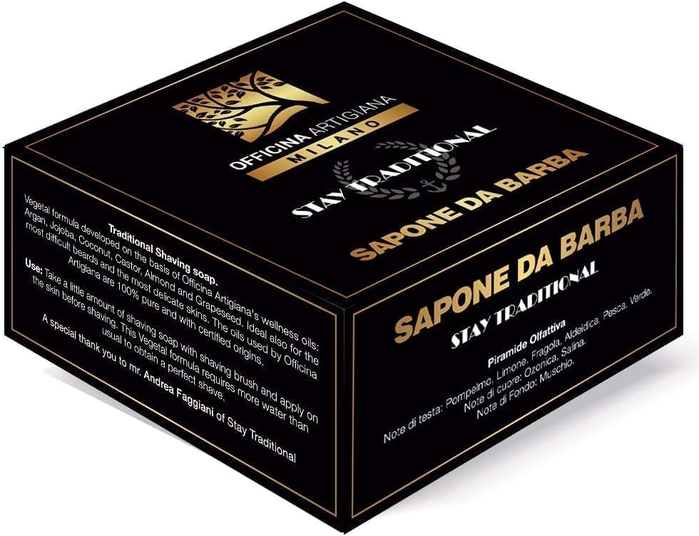 Officina Artigiana Milano Stay Traditional Shaving Soap 150ml - Luxury Italian artisan wet shaving soap with 40% antioxidant oils & shea butter Beauty and Personal Care The Goodfellas' smile