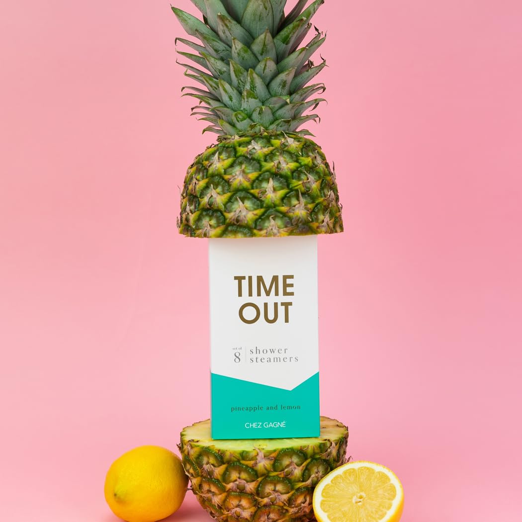 Aromatherapy Shower Steamers - Time Out - Pineapple Lemon, Set of 8 - Vegan, Cruelty-Free, Made in USA - Paraben, Sulfate & Phthalate-Free - Funny Beauty and Personal Care Chez Gagné