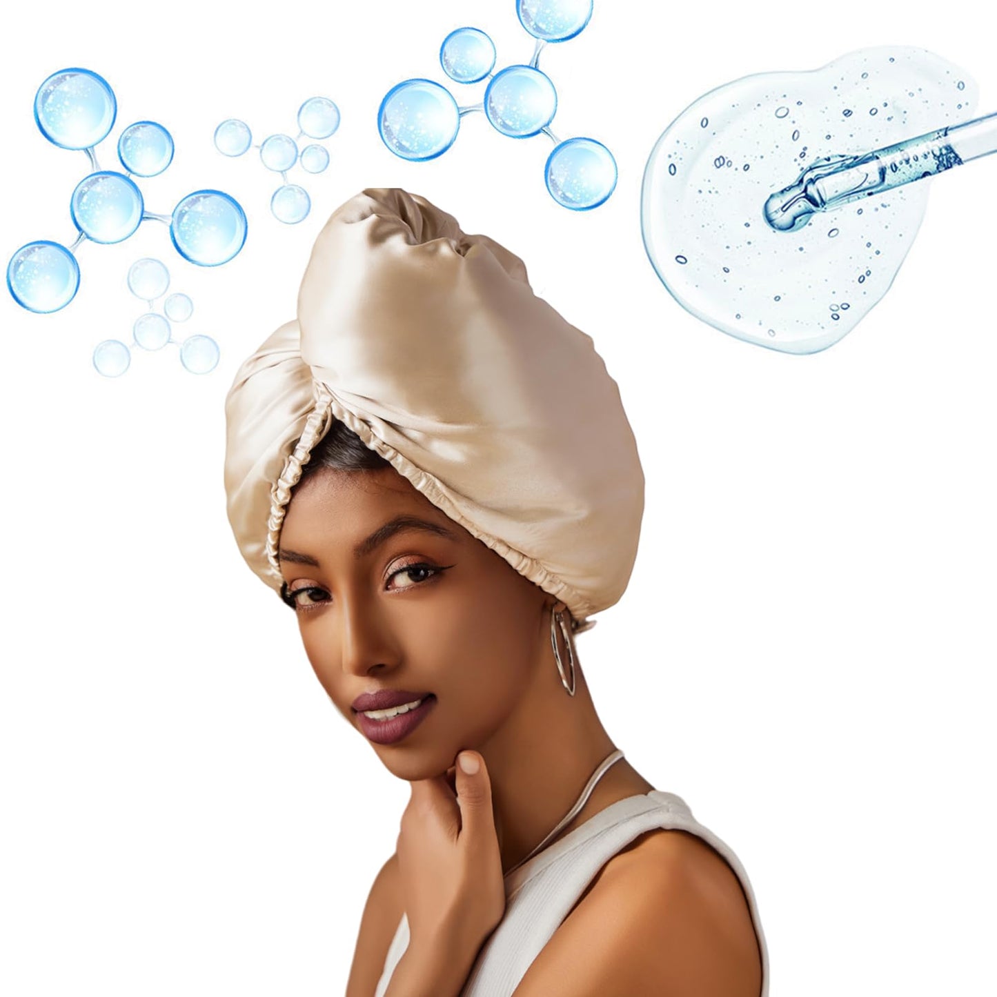 PROMEED 100% Silk Bonnets with Hyaluronic Acid, 23 Momme Mulberry Silk Turban Head Wraps for Hair Hydration, Moisture-Locking Silk Cap for Hair Care Beauty and Personal Care PROMEED
