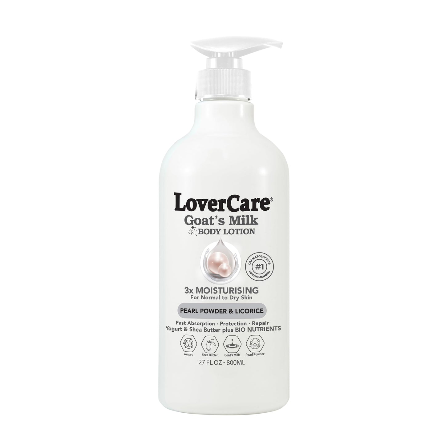 Lovercare Goat Milk Body Lotion for Dry Skin Pearl 27 fl oz (800ml) - Single… Beauty & Personal Care Lover's Care