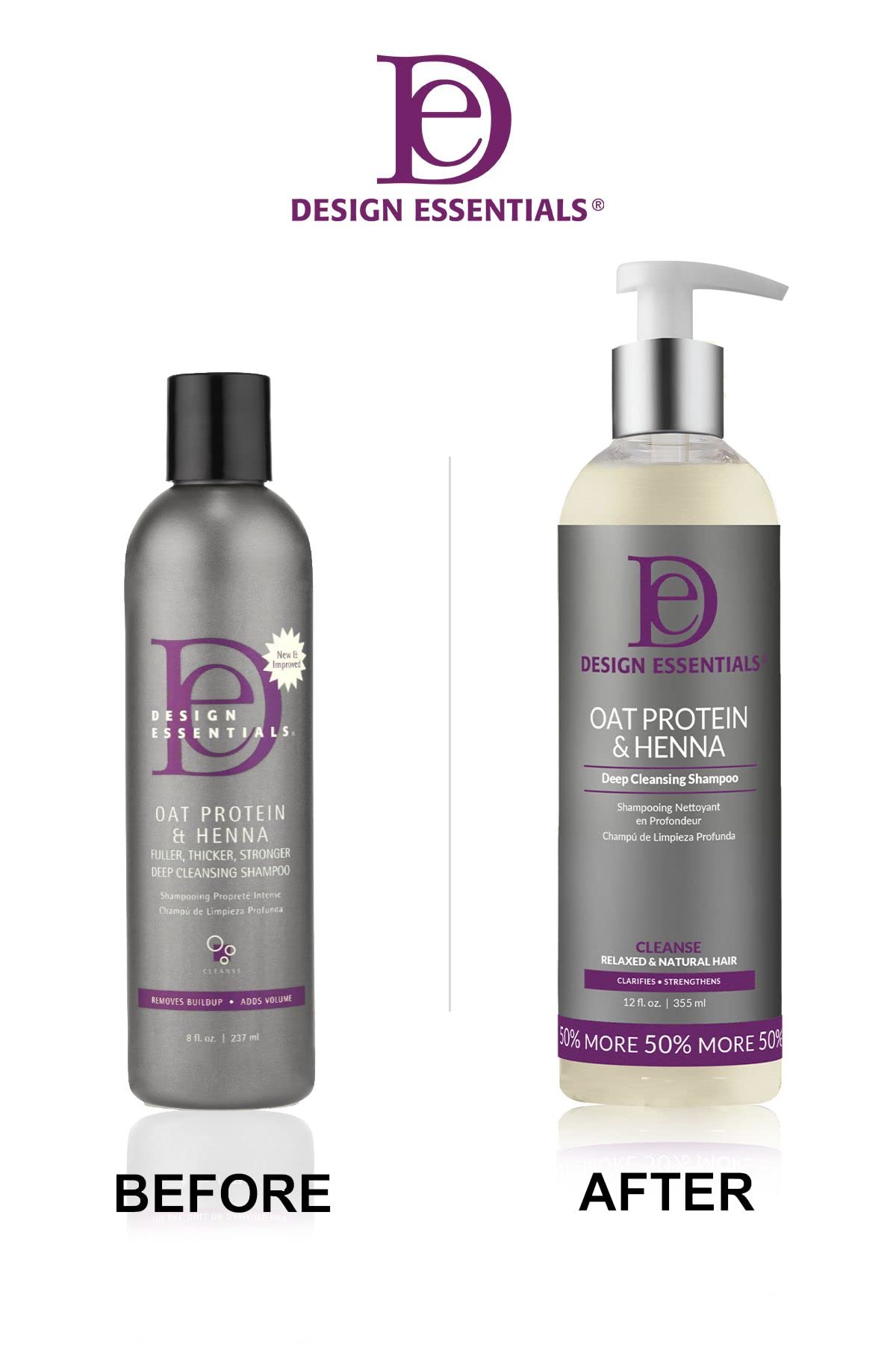 Design Essentials Oat Protein & Henna Deep Cleansing Shampoo for Relaxed & Natural Hair, Clarifies, Strengthens, & Volumizes Hair - Sulfate-Free, 12 Beauty & Personal Care Design Essentials