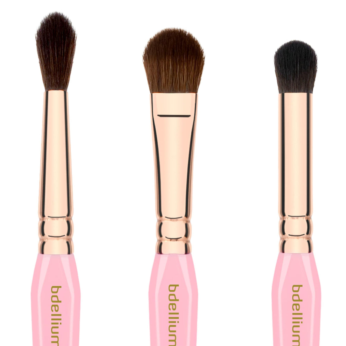 Bdellium Tools Pink Golden Triangle Eyes Makeup Brush Set - Versatile Eye Essential Brush Kit with Soft Synthetic Bristles and Rose Gold Brass Ferrule