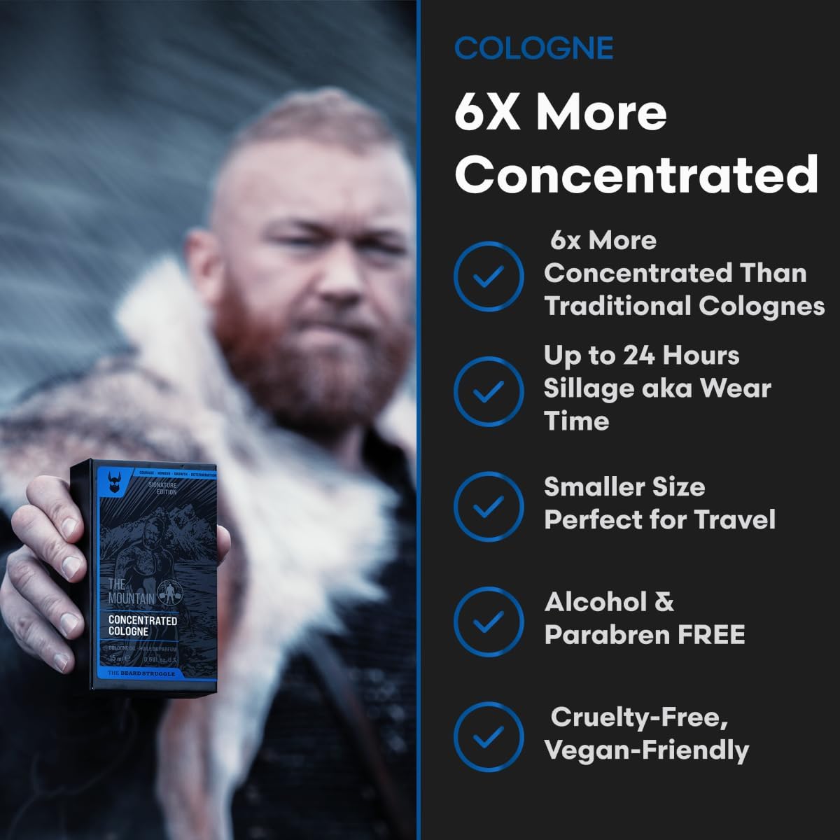 The Beard Struggle Mountain Cologne for Men - 6x Concentrated, Long Lasting Woody Fragrance - Worn by Hafthor Bjornsson - Mens Cologne, 15 mL Glass Beauty & Personal Care The Beard Struggle