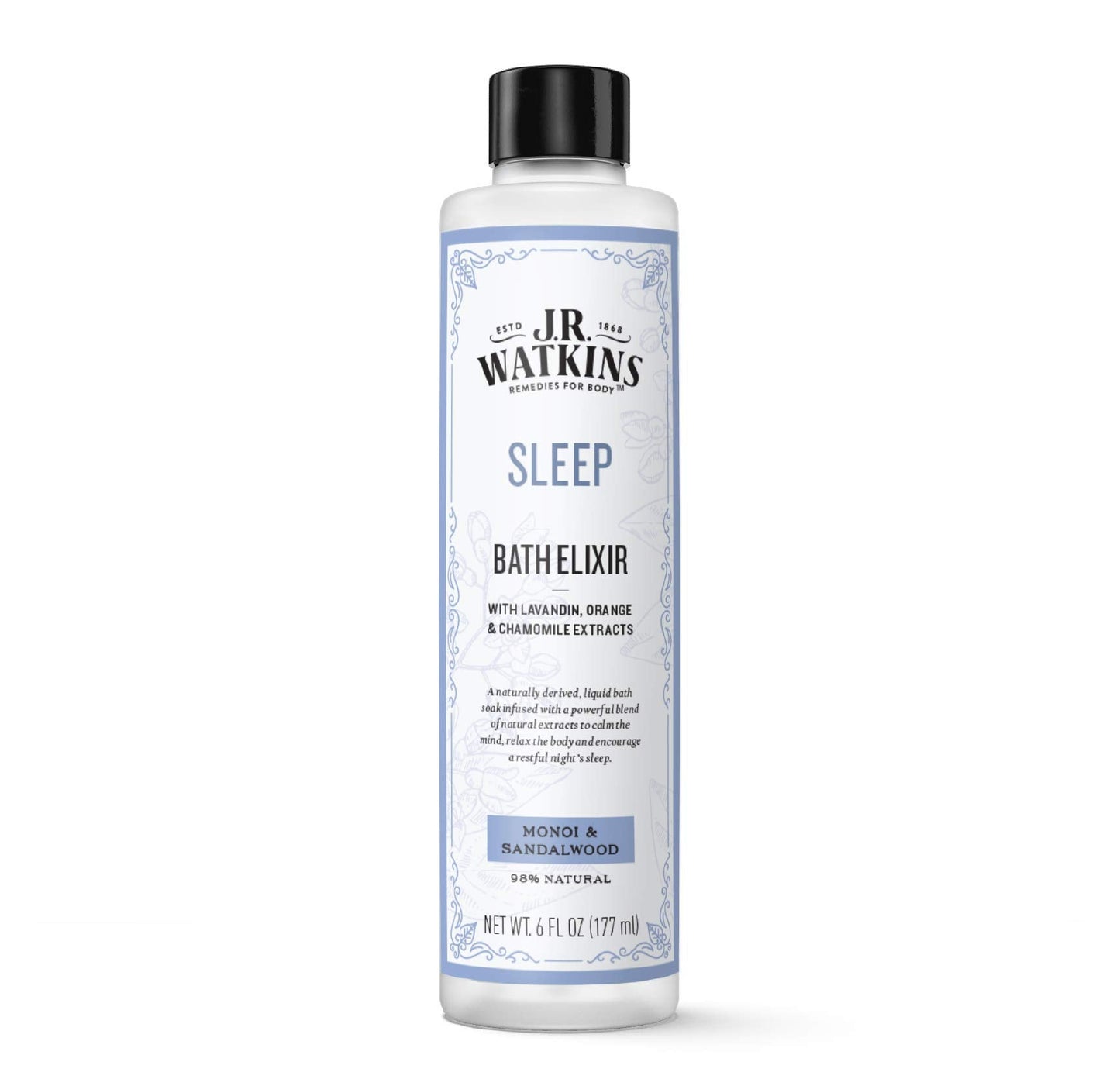 J.R. Watkins Sleep Bath Elixir, Liquid Bath Soak, Monoi & Sandalwood with Natural Extracts, No Salt, No Residue, 6 oz Beauty and Personal Care J.R. Watkins
