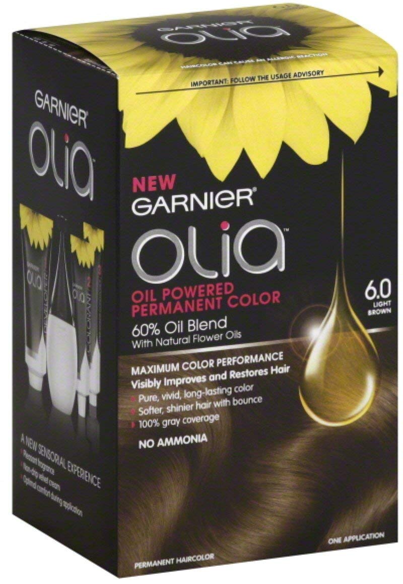 Garnier Olia Oil Powered Permanent Color 6.0 Light Brown 1 Each (Pack of 3) Beauty & Personal Care Garnier