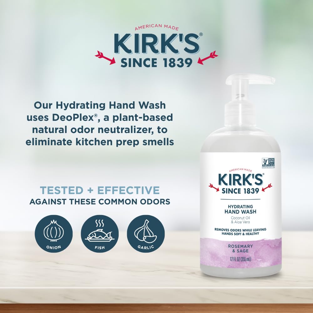Kirk's Hydrating Hand Wash - Made with Coconut Oil and Aloe Vera, With Odor Neutralizing Technology To Help Eliminate Odors, Non-GMO, Vegan, Rosemary Beauty & Personal Care Kirk's