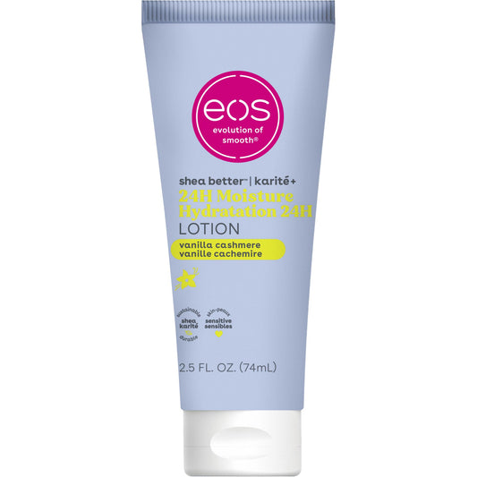 eos 24H Moisture Travel Body Lotion- Vanilla Cashmere, Travel Size Essential, Toiletries, Mini Body Lotion For Dry Skin, 2.5 fl oz Beauty & Personal Care eos