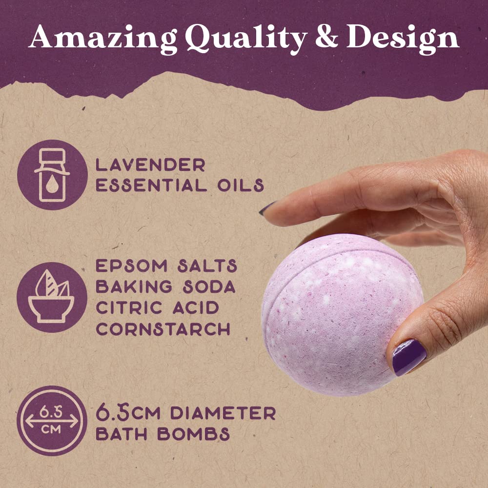 Purple Canyon Lavender Bath Bombs for Women - Relaxing, Natural Bath Bombs - Relaxing Self Care Gift Beauty and Personal Care PURPLE CANYON