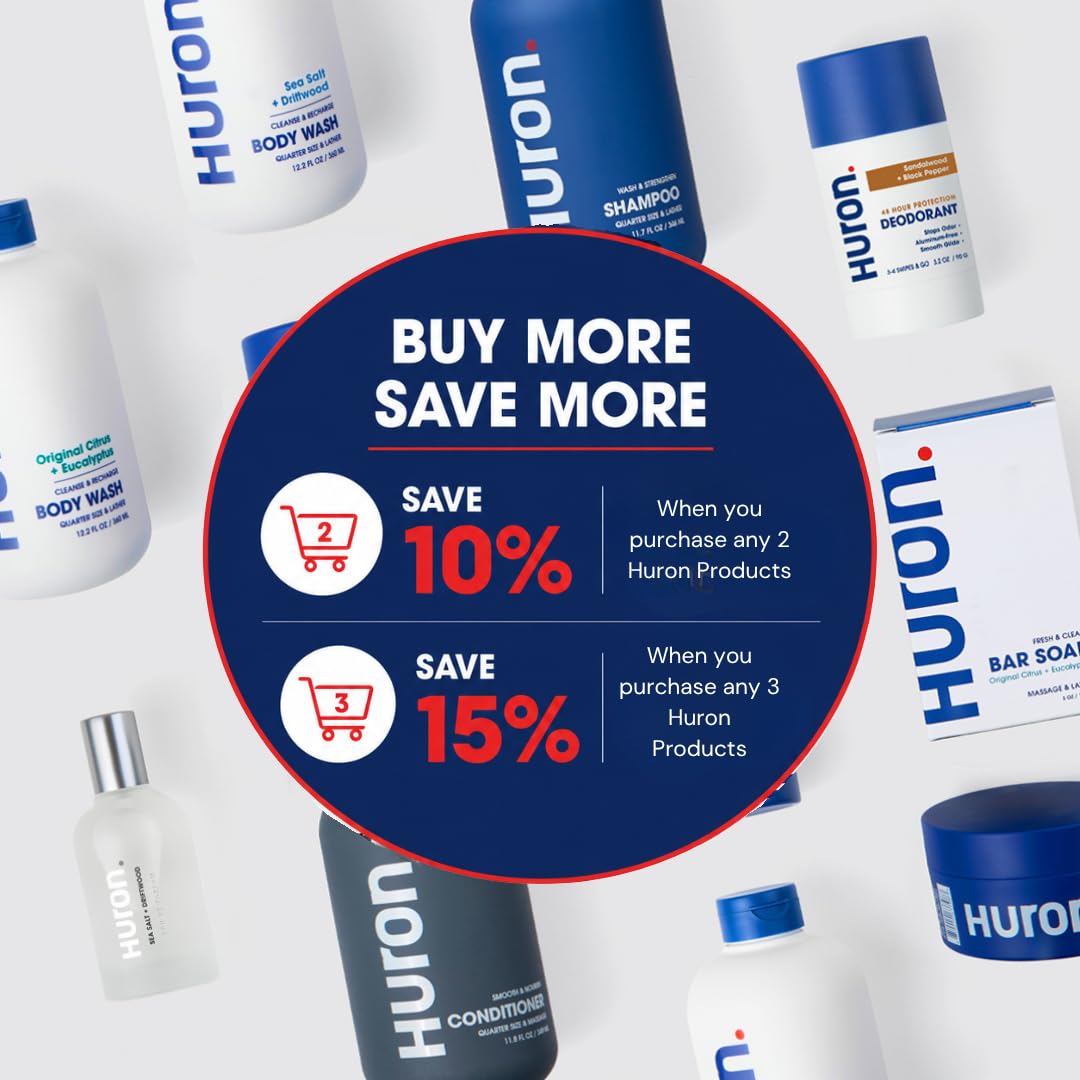 Huron Deodorant for Men and Women, 48-Hour Odor Protection, Aluminum-Free Deodorant with Sandalwood + Amber Scent, Moisturizing, Phthalate-Free Beauty and Personal Care Huron
