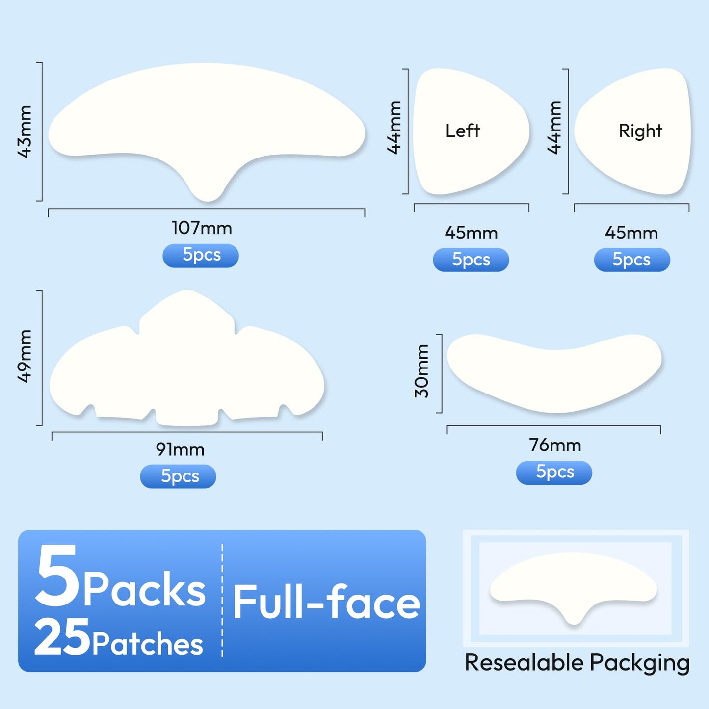 Full Face Pimple Patches (5 Pack, 25 Patches),XL Hydrocolloid Acne Patches for Whole Face,Nose,Chin,Forehead,Cheeks w/Tea Tree Oil&Salicylic Beauty & Personal Care Breiboz