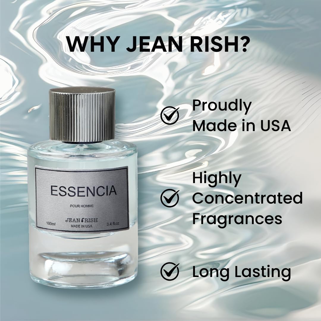 Jean Rish Essencia Perfume for Men Eau De Parfum, Long-Lasting Luxury Fragrance, Made In USA - Mint, Lemon, Bergamot, Vanilla, Cedar, Amber, Musk Beauty & Personal Care Jean Rish