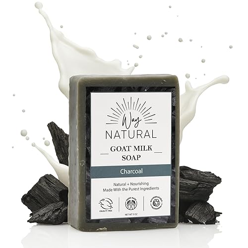 Activated Charcoal Soap Bar (5oz) - Goat Milk Soap for Women & Men - Natural, Handmade Exfoliating Body Wash Bar - Moisturizing for Dry, Sensitive Beauty & Personal Care Way Natural