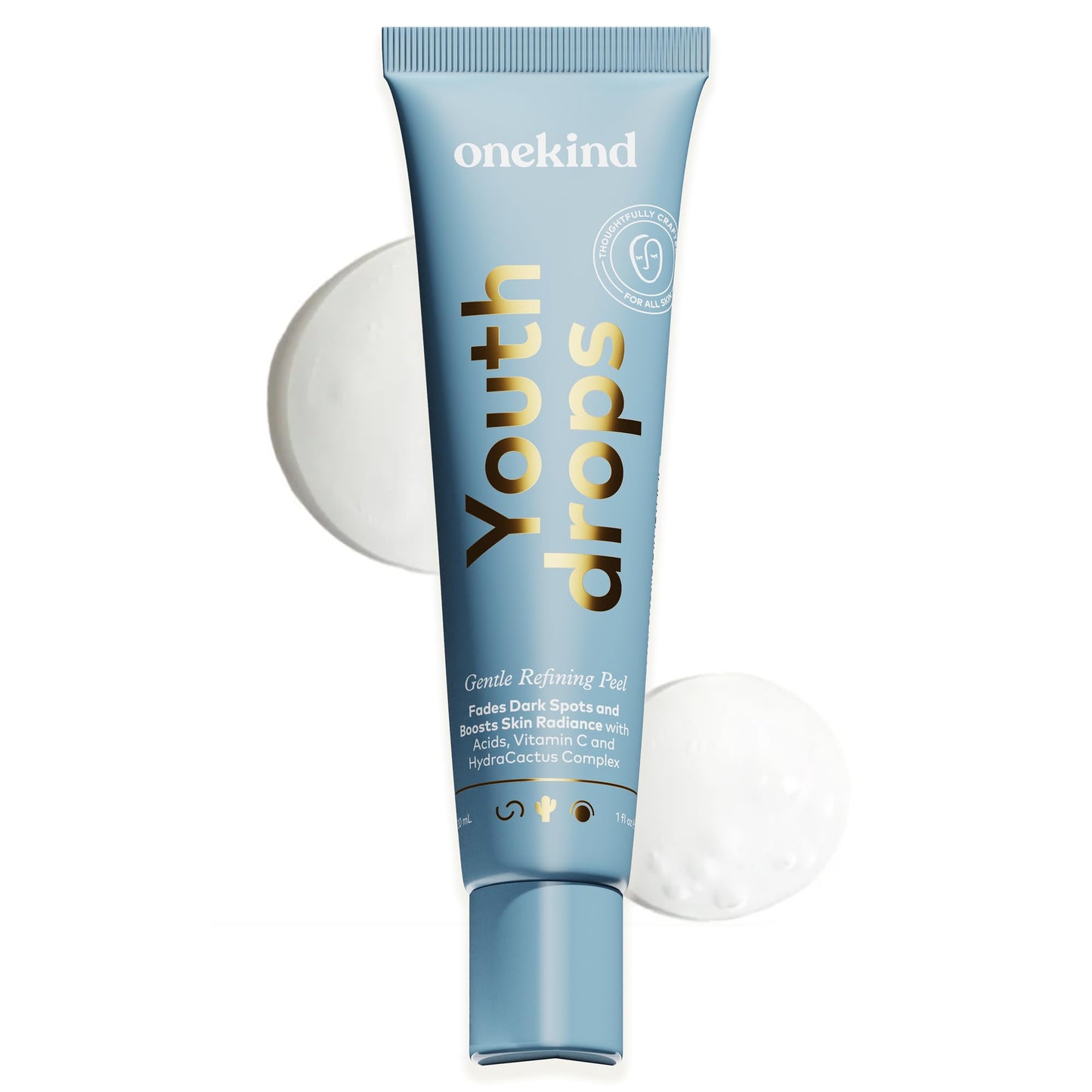 Onekind Youthdrops Night AHA BHA Gentle Resurfacing, Pore Refining, and Fine Lines 20% Exfoliating Serum Peel with Vitamin C, Glycolic Acid Beauty & Personal Care Onekind