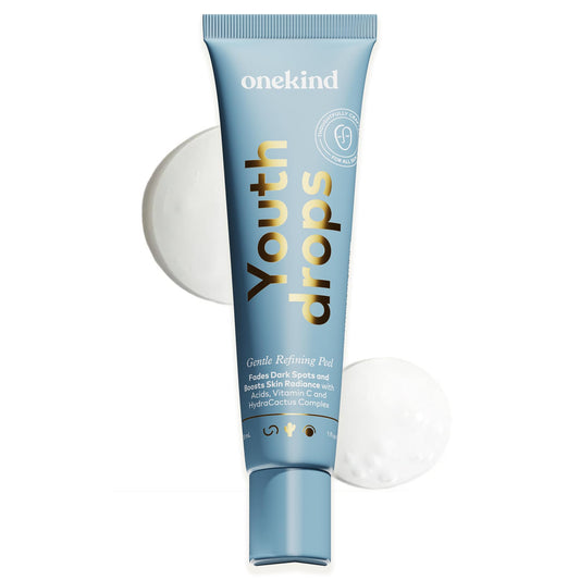 Onekind Youthdrops Night AHA BHA Gentle Resurfacing, Pore Refining, and Fine Lines 20% Exfoliating Serum Peel with Vitamin C, Glycolic Acid Beauty & Personal Care Onekind