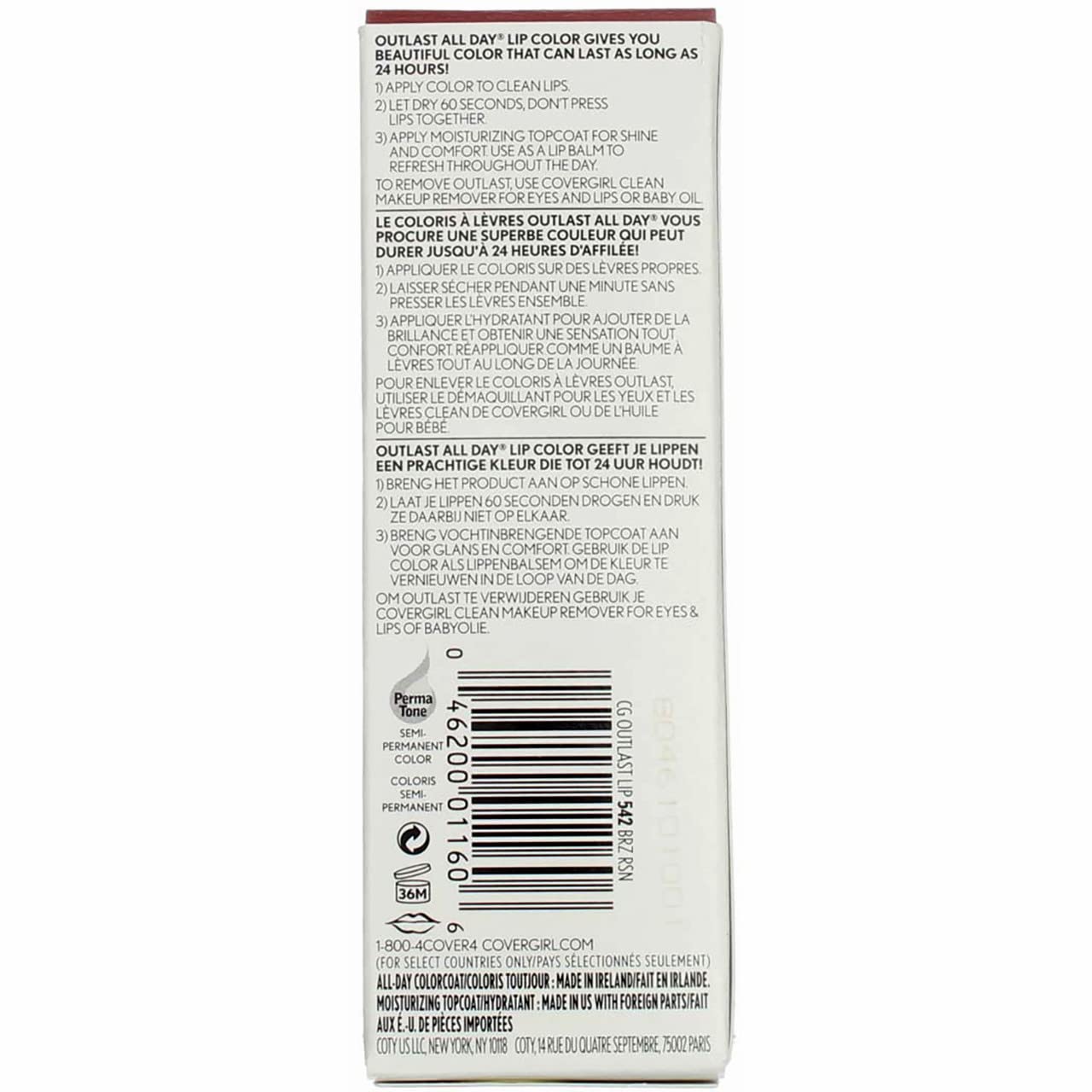 Cover Girl 01160 542raisin Raisin Outlast Lipcolor Beauty & Personal Care COVERGIRL