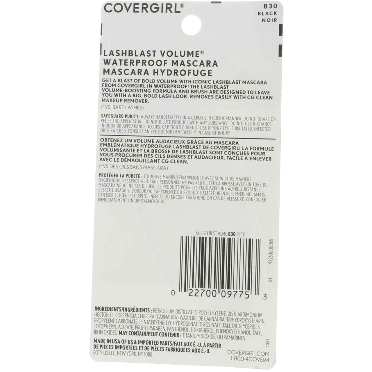 CoverGirl Lash Blast Waterproof Volume Mascara, Black [830] 0.44 oz (Pack of 4) Beauty & Personal Care COVERGIRL