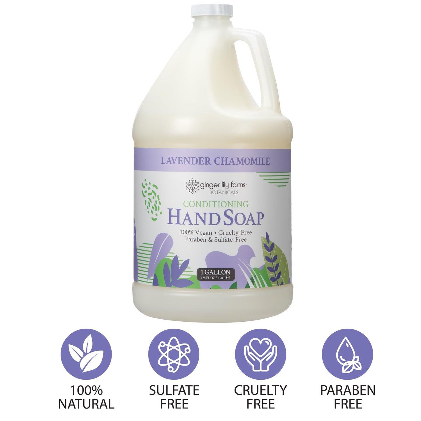 Ginger Lily Farms Botanicals Conditioning Liquid Hand Soap Refill, 100% Vegan & Cruelty-Free, Lavender Chamomile Scent, 1 Gallon (Pack of 4) Beauty & Personal Care Ginger Lily Farms