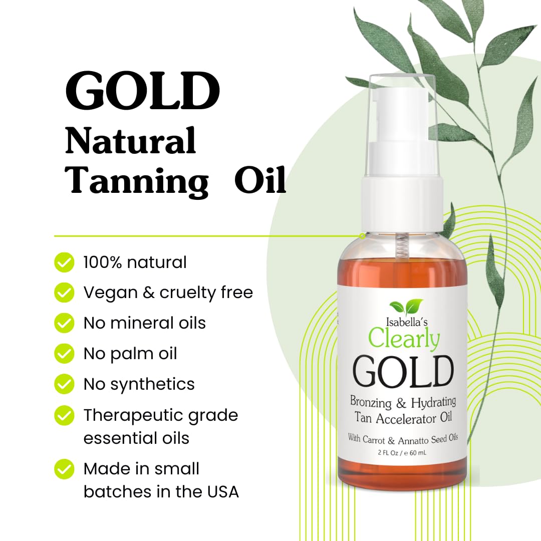 Isabella's Clearly GOLD, Natural Indoor and Outdoor Tanning Oil with Bronzer | Moisturizing Sun Tan Accelerator for a Healthy Bronze Glow with Carrot Beauty & Personal Care Isabella's Clearly