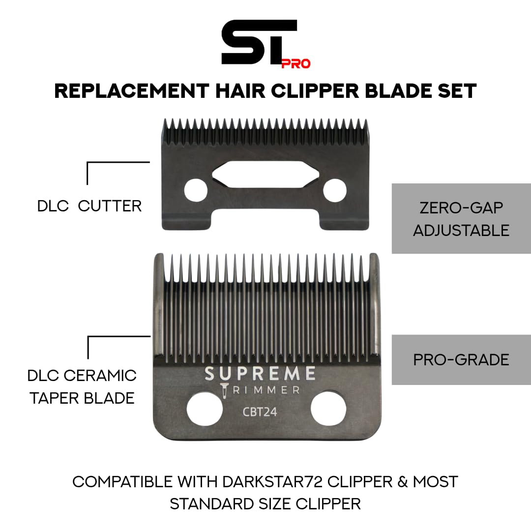 Supreme Trimmer DLC Coated Steel Replacement Blade CBT24 - Taper Blade for Darkstar72 & Most Hair Clippers - Black Beauty and Personal Care Supreme Trimmer
