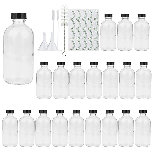 8oz Clear Glass Bottle, Reusable Glass Bottles with Airtight Lid for Shampoo, Conditioner, Essential Oils, Set of 20 (Clear) Beauty & Personal Care COMUDOT