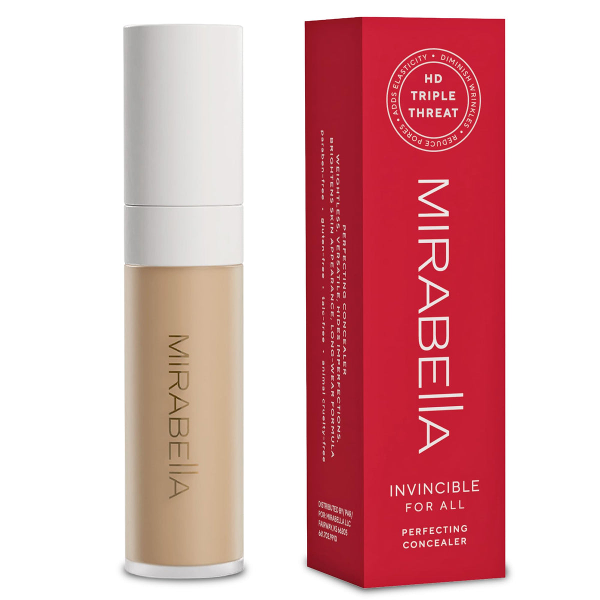Mirabella Invincible For All Perfecting Under Eye Concealer Full Coverage - Hydrating Makeup Concealer for Dark Circles, Fine Lines & Wrinkles Beauty & Personal Care Mirabella