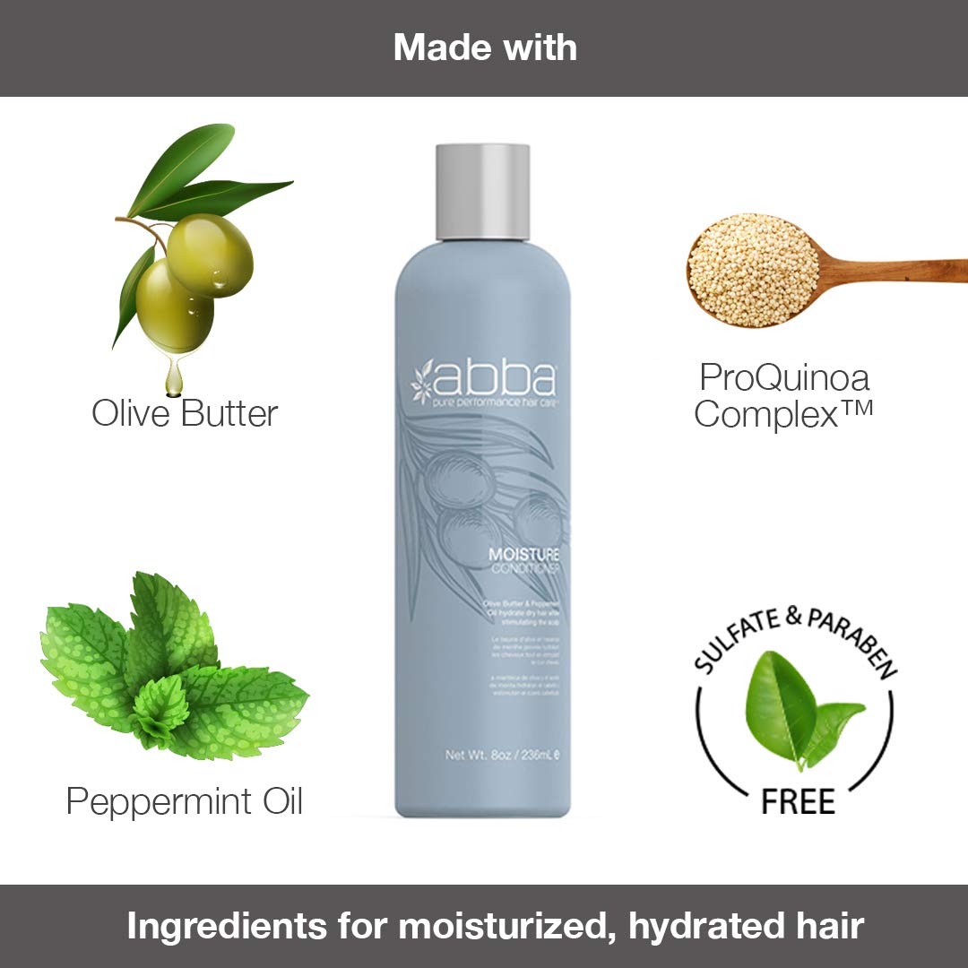 ABBA - Pure Moisture Essentials Value Trio - Shampoo, Conditioner & Bonus All-In-One Leave-In Spray - Hydrating & Nourishing - Olive Butter Beauty & Personal Care ABBA