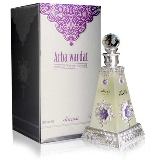 RASASI Arba Wardat Arabian Perfume Oils For Women & Men, 30ml (1.0 Oz) - Long Lasting Concentrated Perfume Oil, Luxurious Unisex Scented Oil For Beauty & Personal Care RASASI