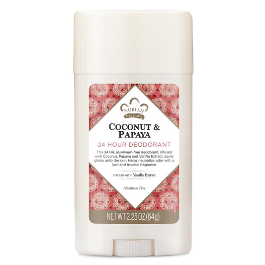 Nubian Heritage Aluminum-Free Deodorant, Coconut & Papaya - Natural Deodorant with Organic Shea Butter, Vanilla Oil, and Aloe Vera, 2.25 Oz Beauty & Personal Care Nubian Heritage