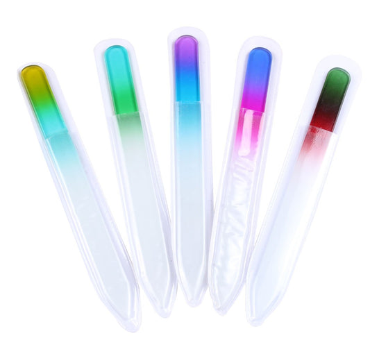 Finger Angel 5Pcs Double Sided Crystal Czech Glass Nail File Mix Colors Nail Buffer Beauty & Personal Care FingerAngel