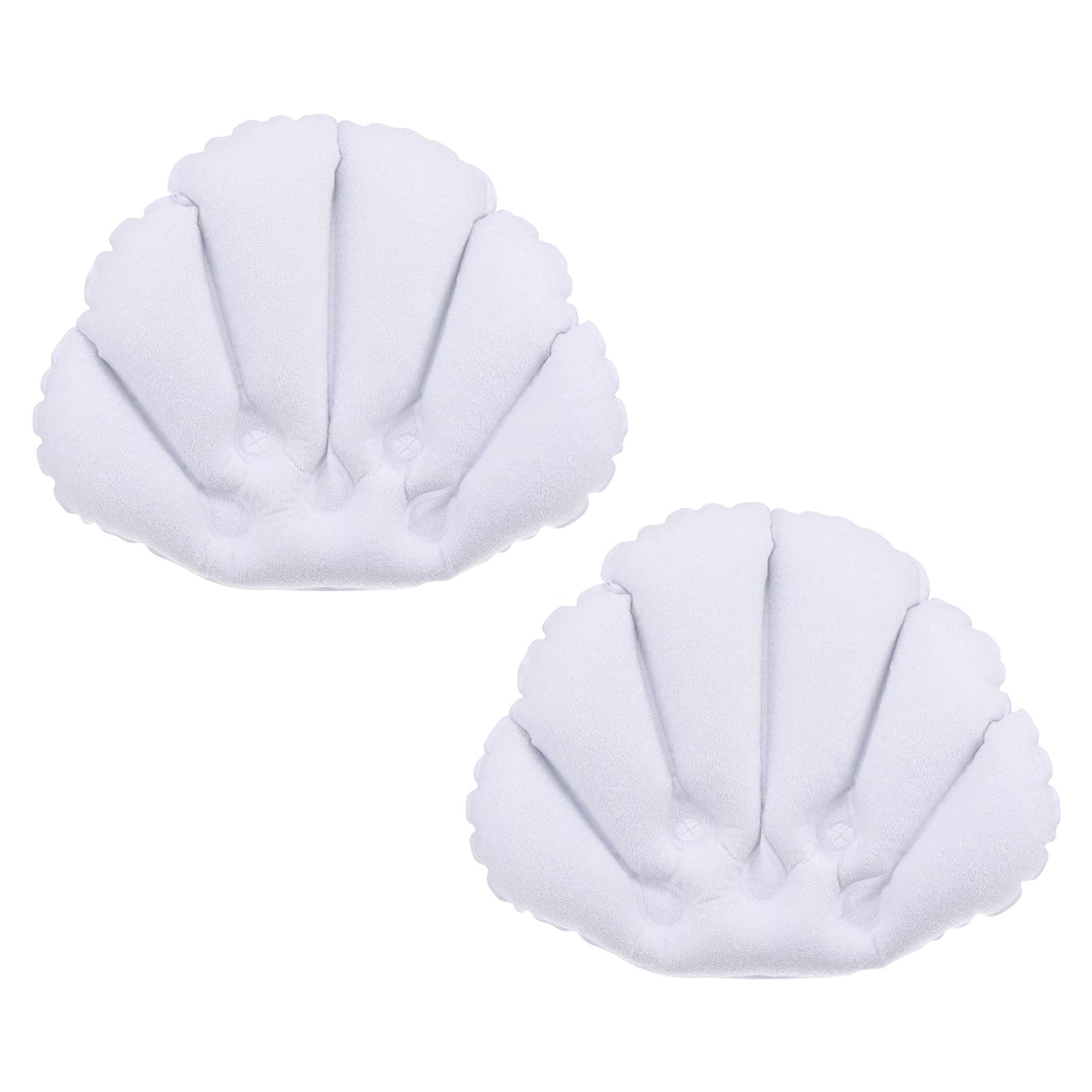 PATIKIL Inflatable Bath Pillow with Suction Cups, 2 Pack Terry Cloth Covered Shell Shape Bathtub Spa Pillow Neck Support for Bathtub Hot Tub, White Beauty and Personal Care PATIKIL