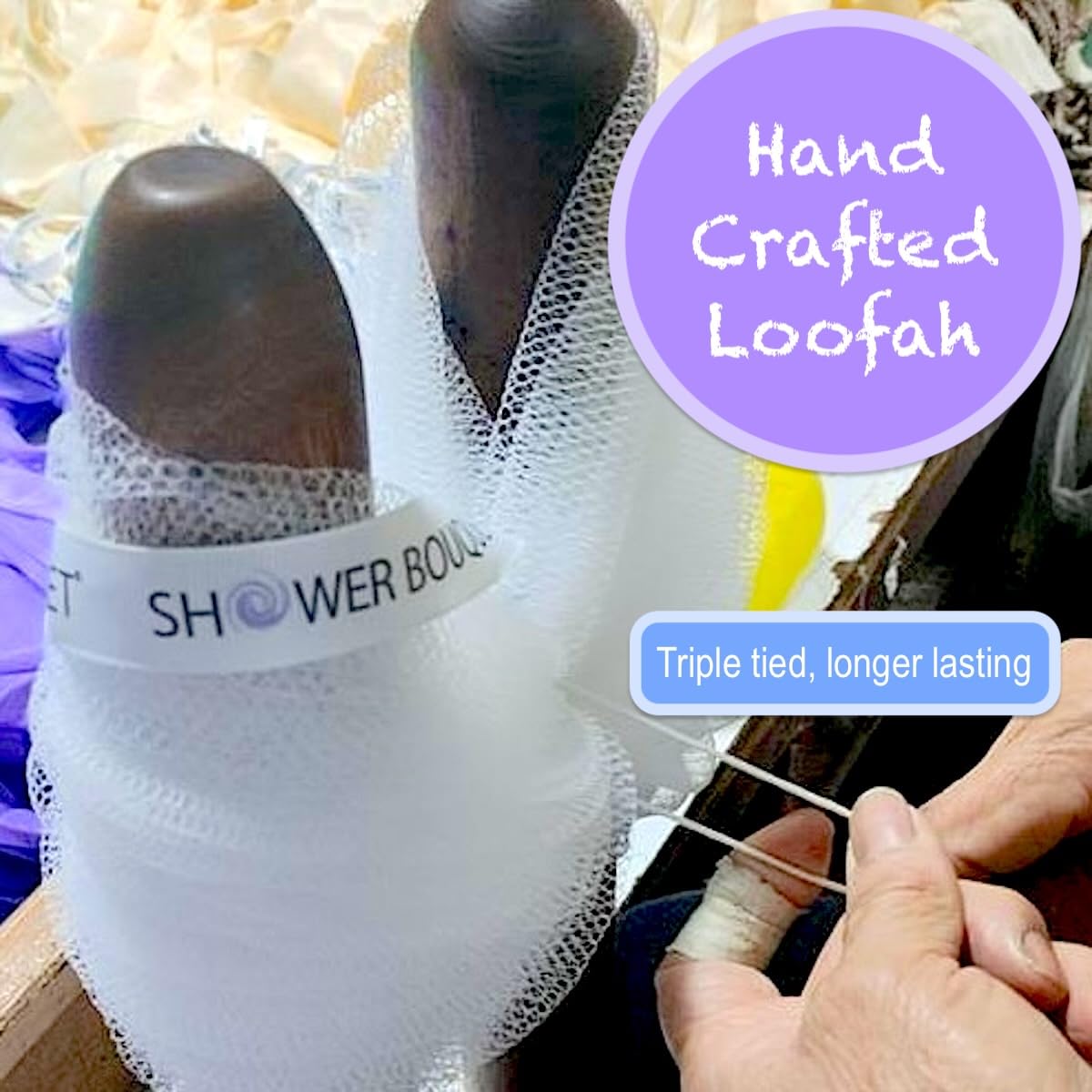 SHOWER BOUQUET Loofah-Charcoal Back-Scrubber & Bath-Sponge Color-Set // 1 Long-Handle-Back-Brush plus 2 Extra Large 75g Soft Mesh Loofa Lufa Loufa Beauty & Personal Care Shower Bouquet