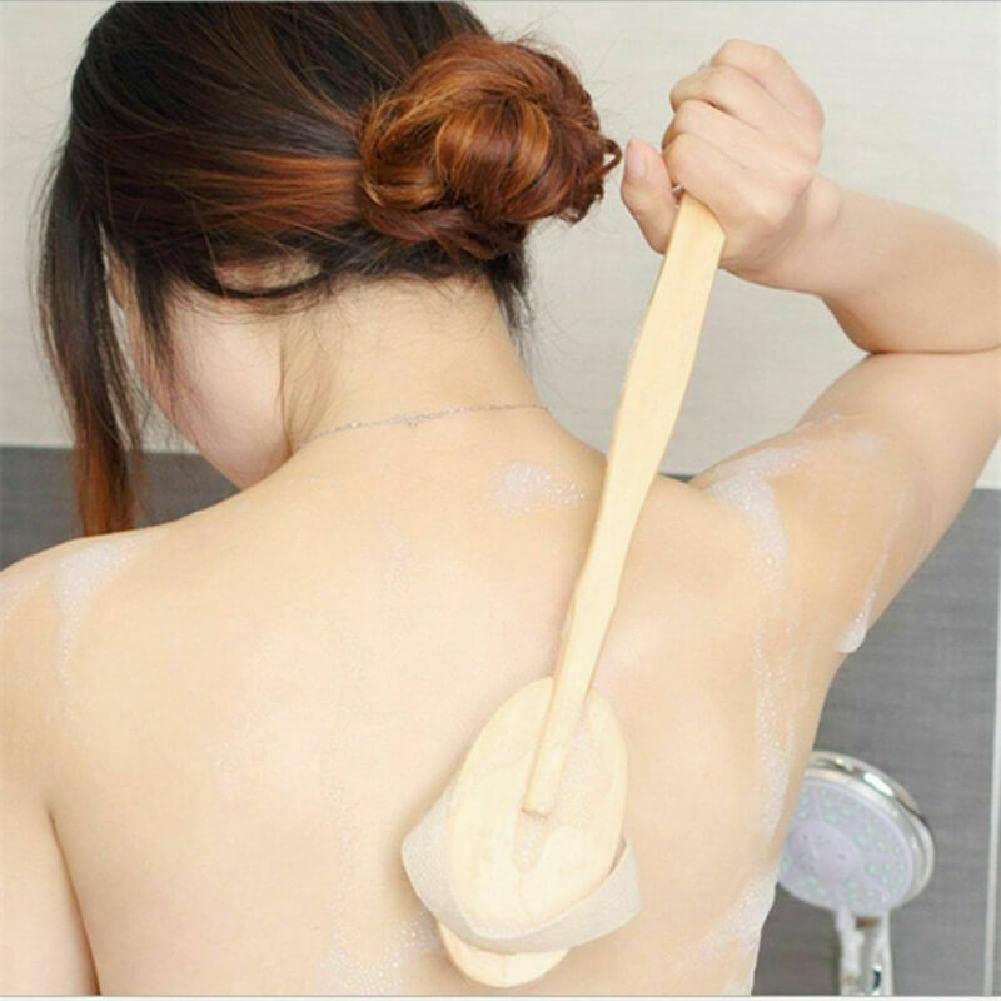 MOOKEENONE 1 Pack x Body Brush, Eco-Friendly Wooden Long-Handled Bath Shower Body Back Dry Skin Cleaning Tool Spa Scrubber Brush Beauty and Personal Care MOOKEENONE