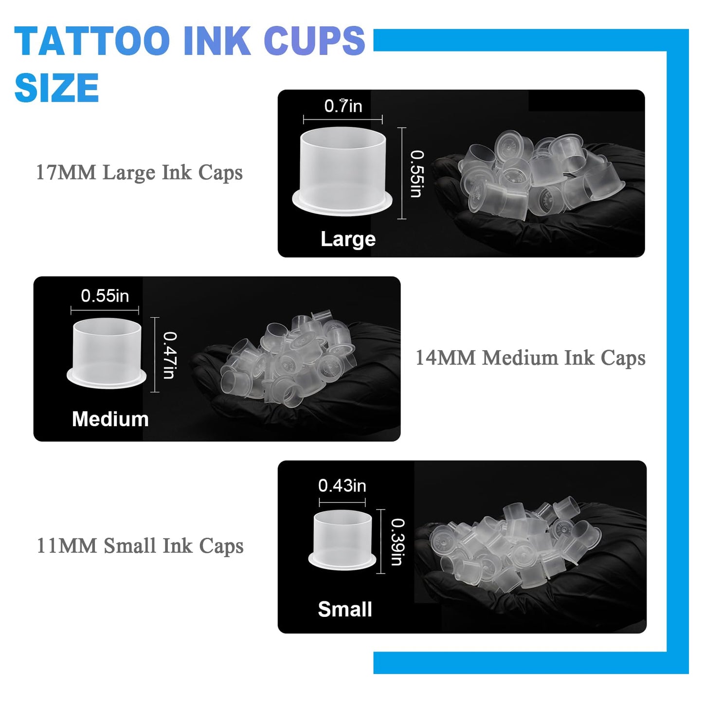 Tattoo Ink Caps - Emalla 1000Pcs Small Tattoo Ink Cups Disposable Ink Caps with Base #11MM Plastic Tattoo Caps Pigment Container Ink Cups for Tattoo Beauty and Personal Care Emalla