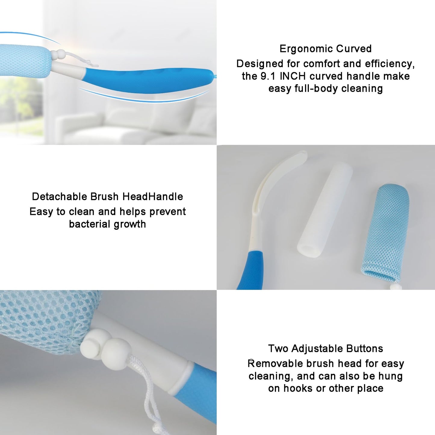 Leetye Mei Long Handled Shower Brush, Non-Slip Long Handle Bath Brush, Back Body Brush Gentle Exfoliating and Lather Well Deep Cleansing Long-Lasting Beauty & Personal Care Leetye Mei
