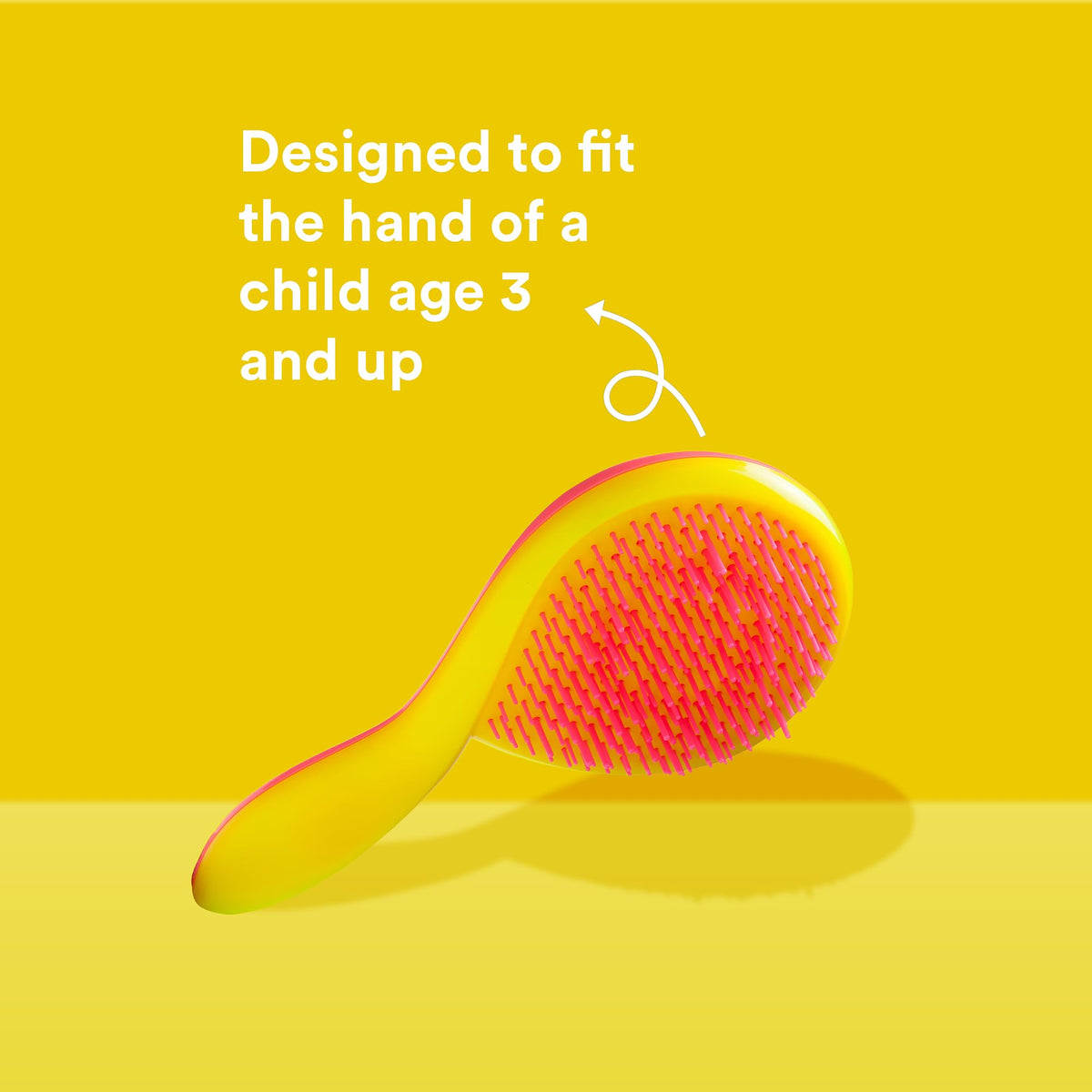 Michel Mercier The Girlie Detangle Brush - Painless Detangling Brush - Easy Grip Hair Brush Design - Thick and Curly Hair - Pink-Yellow - 1 pc