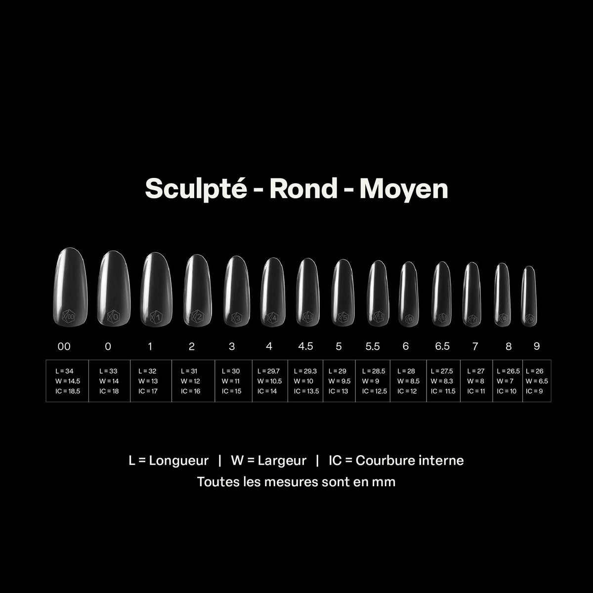 Apres Gel-X® Round Box of Nail Tips | 280 Gel-X Tips, Soft Tips, 14 Sizes 00-9 | Half-sizes Included (Sculpted Round Long, 280.00 Fl Oz (Pack of 1))