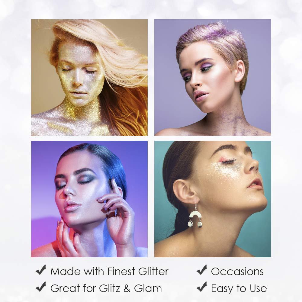 Jerome Russell Temporary Hair and Body Glitter Color Spray, Travel Spray, Lightweight, Adds Sparkly Shimmery Glow, Perfect to use On Hair, Skin, or Beauty & Personal Care Jerome Russell