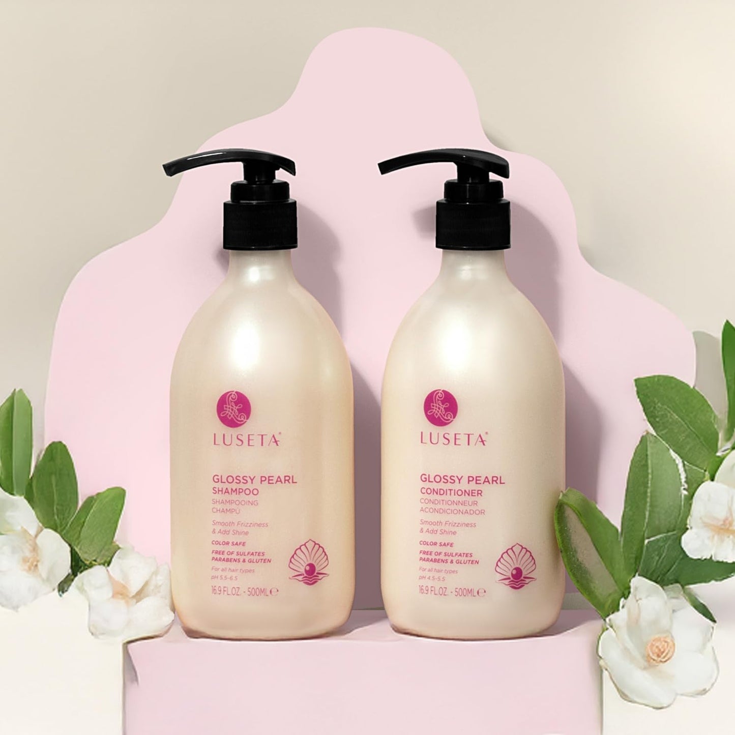 Luseta Glossy Pearl Shampoo and Conditioner Set Smooth & Moisturize, Add Shine and Helps Tame Frizz,Hydrating for Damaged Hair, Detangle,Nourish Beauty & Personal Care L LUSETA