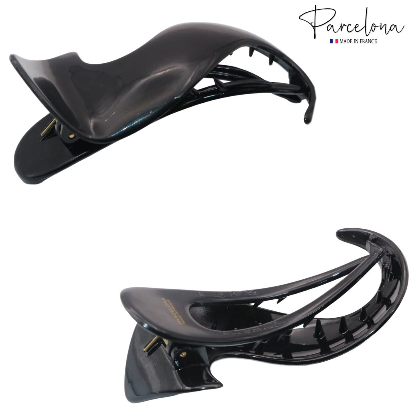 Parcelona French Crochet 3 ¼” Black Celluloid Non Slip Side Slide In Jaw Yoga Hair Claws for Fine Hair Women Hair Accessories Claw Clip for Girls Beauty & Personal Care Parcelona