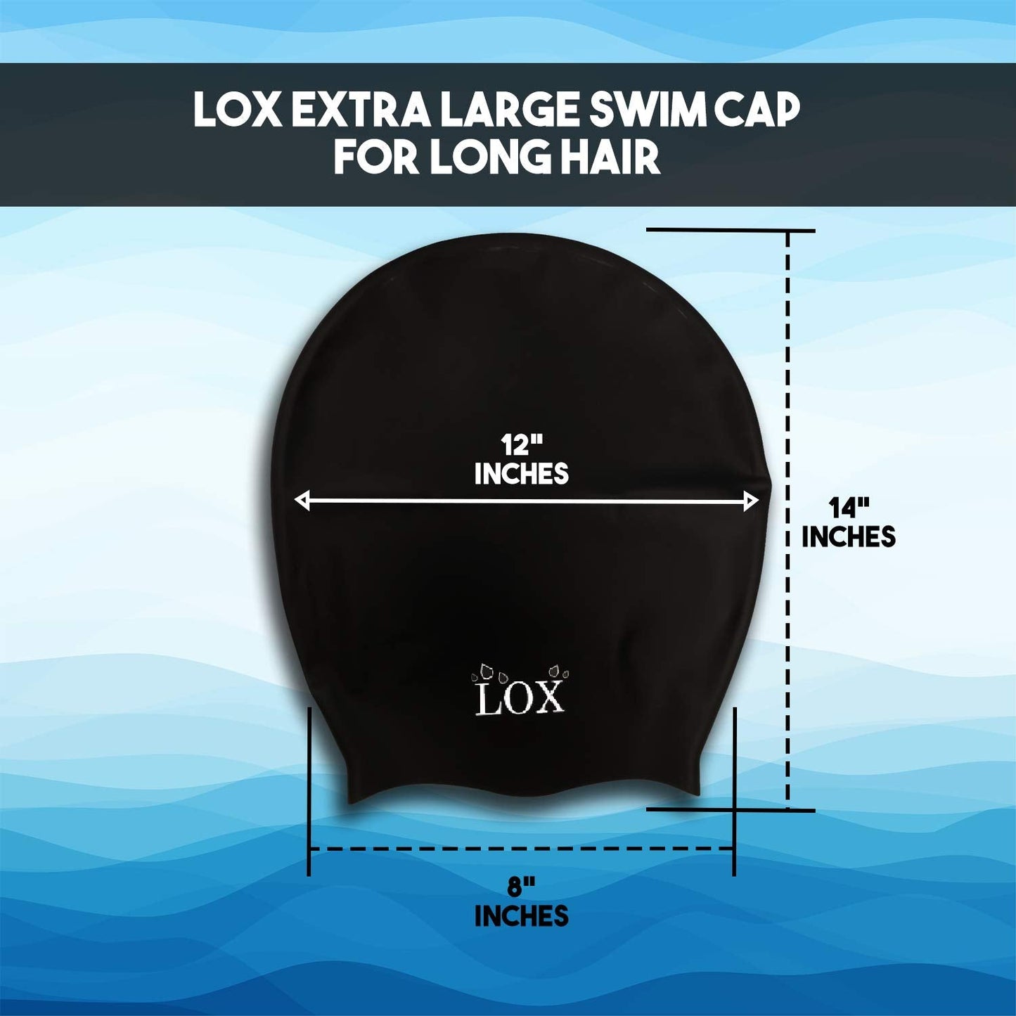 Extra Large Swim Cap for Very Long Hair, Silicone Shower Cap for Braids and Dreadlocks, Keeps Hair Dry While Swimming or Showering, Women and Men Beauty & Personal Care LOX