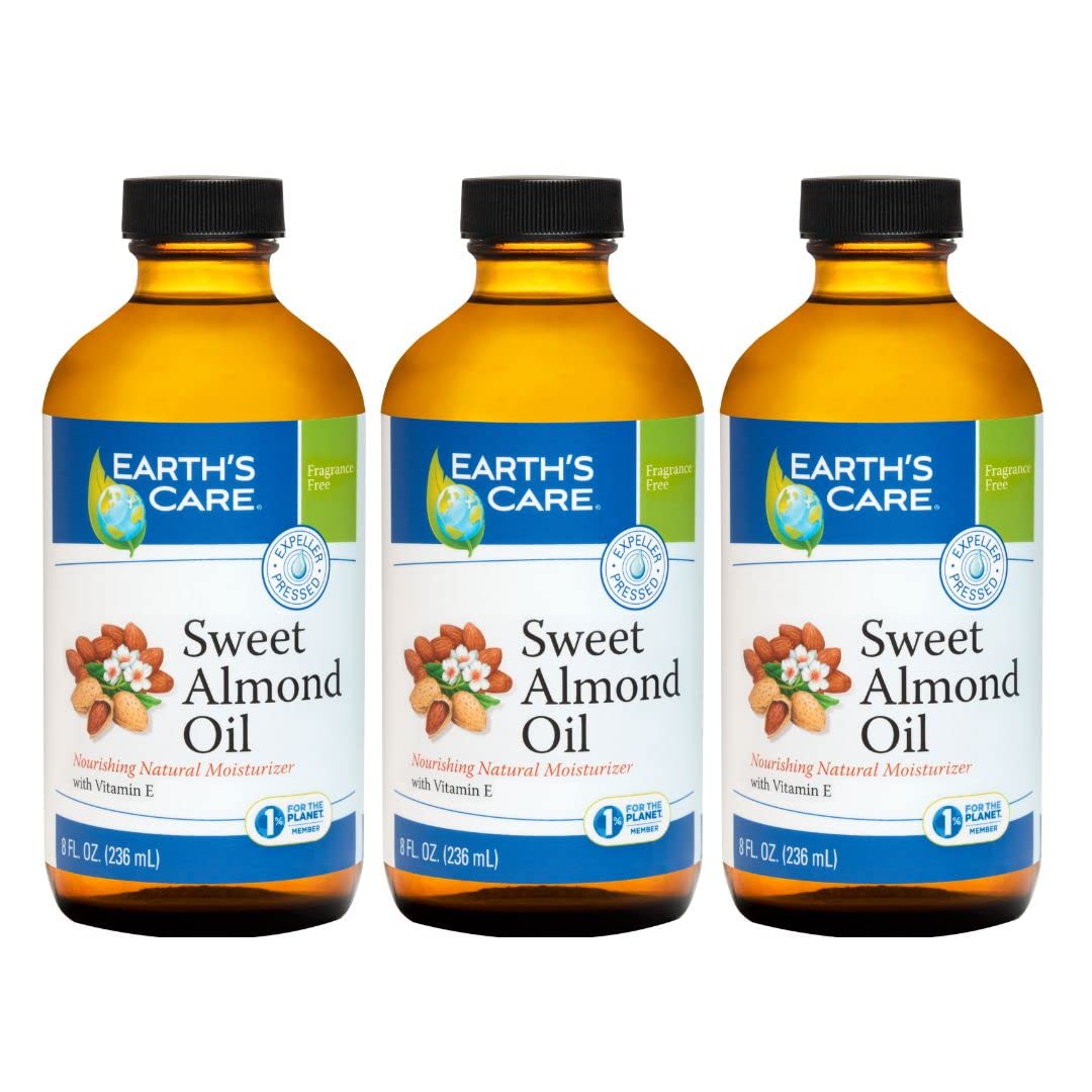 Earth’s Care Sweet Almond Oil - Expeller Pressed Almond Oil for Skin and Hair 8 FL. OZ. (3 Bottles) Beauty & Personal Care Earth's Care