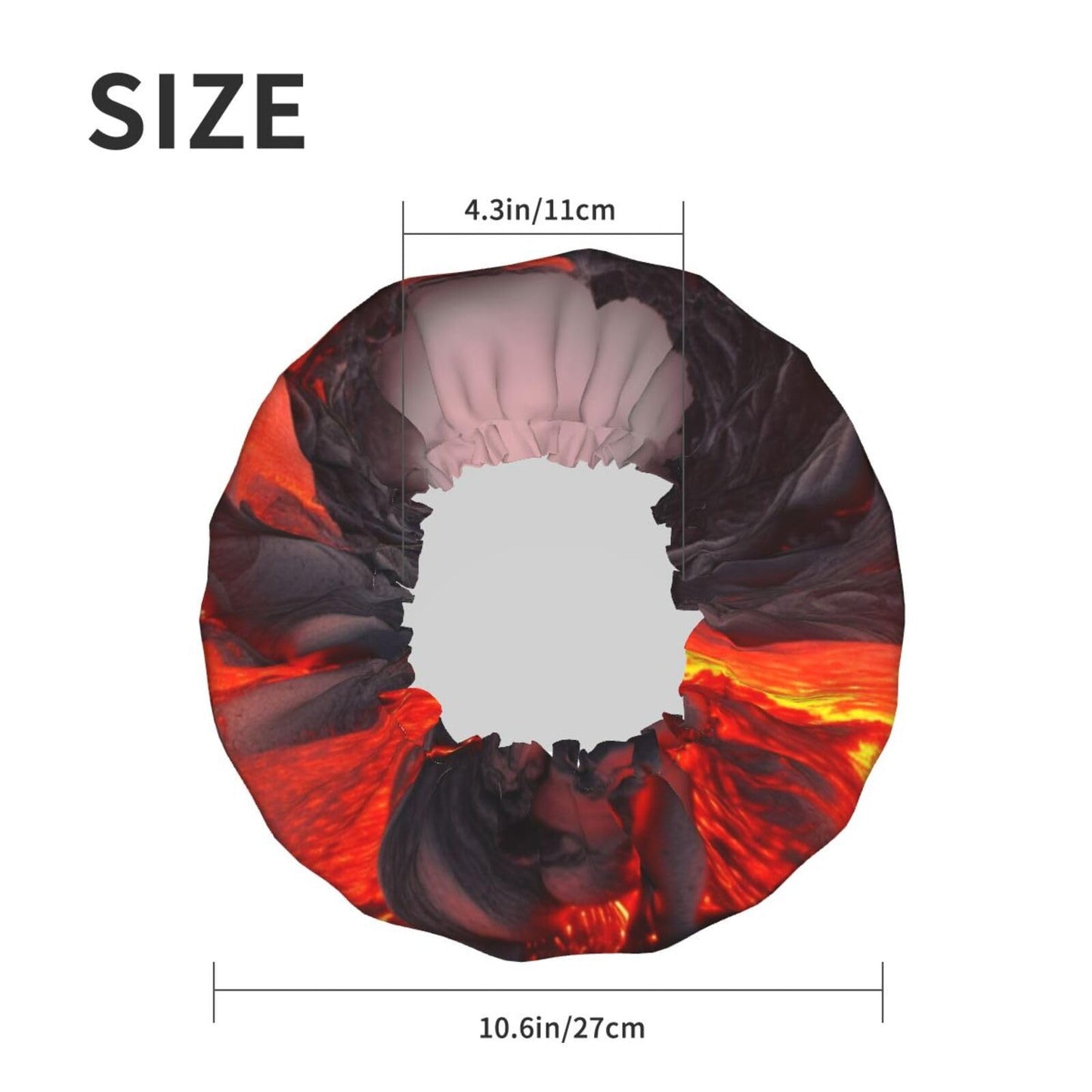 Red Lava Shower Cap for Women Men Large Reusable Shower Bonnet Double-Layer Waterproof Bath Caps Elastic Band Hair Hat for All Hairstyles Beauty and Personal Care BWLHJKE
