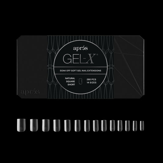 Aprés Gel-X® Square Box of Nail Tips | 280 Gel-X Tips, Soft Tips, 14 Sizes 00-9 | Half-sizes Included (Natural Square Short, 280 Count)
