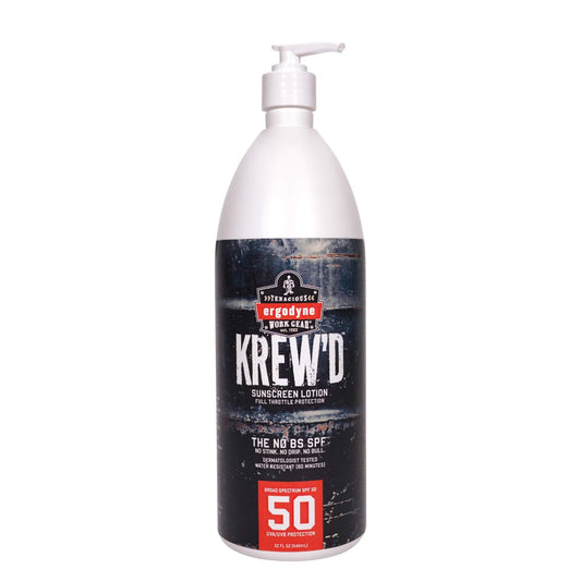 Ergodyne KREW’D 6355 Sunscreen Lotion, Broad Spectrum SPF 50, Water Resistant, 32 oz, White Beauty & Personal Care Ergodyne