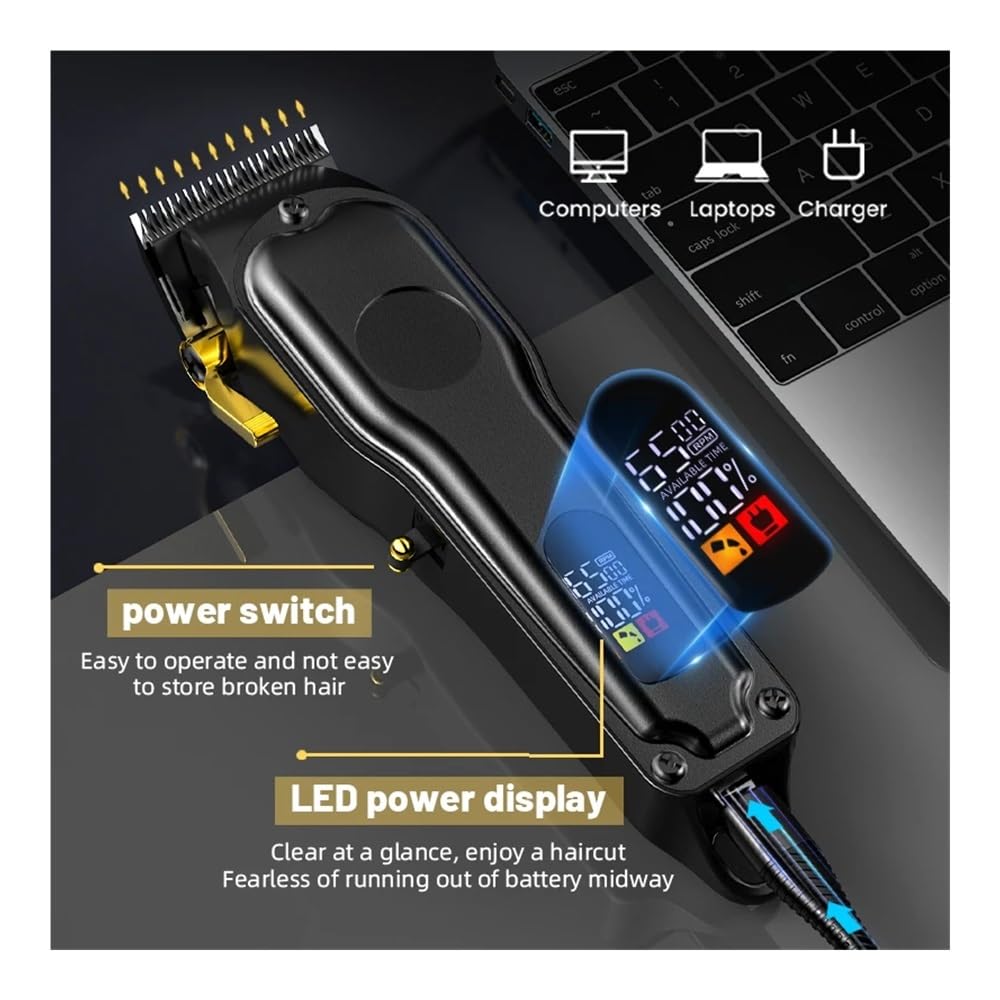 EWKYLSEM Hair Cutting Machine Professional Clippers Barber Cordless Portable Clipper Digital Display Trimmer for Man Beauty and Personal Care EWKYLSEM