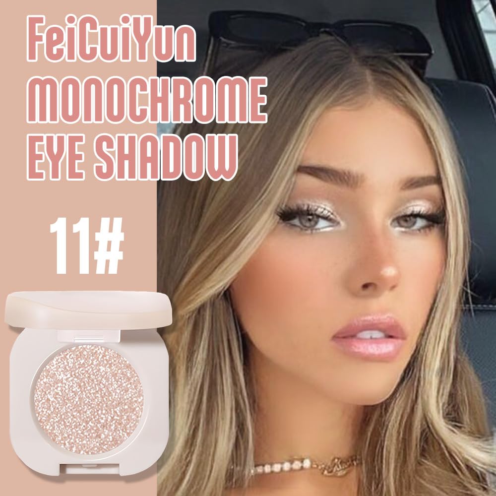 FeiCuiYun Glitter Shimmer Sparkle Eye Shadow Palette Makeup for Older Women, Pearl White Silver Glitter Shimmer Metallic Holographic Iridescent Cream Beauty and Personal Care FeiCuiYun