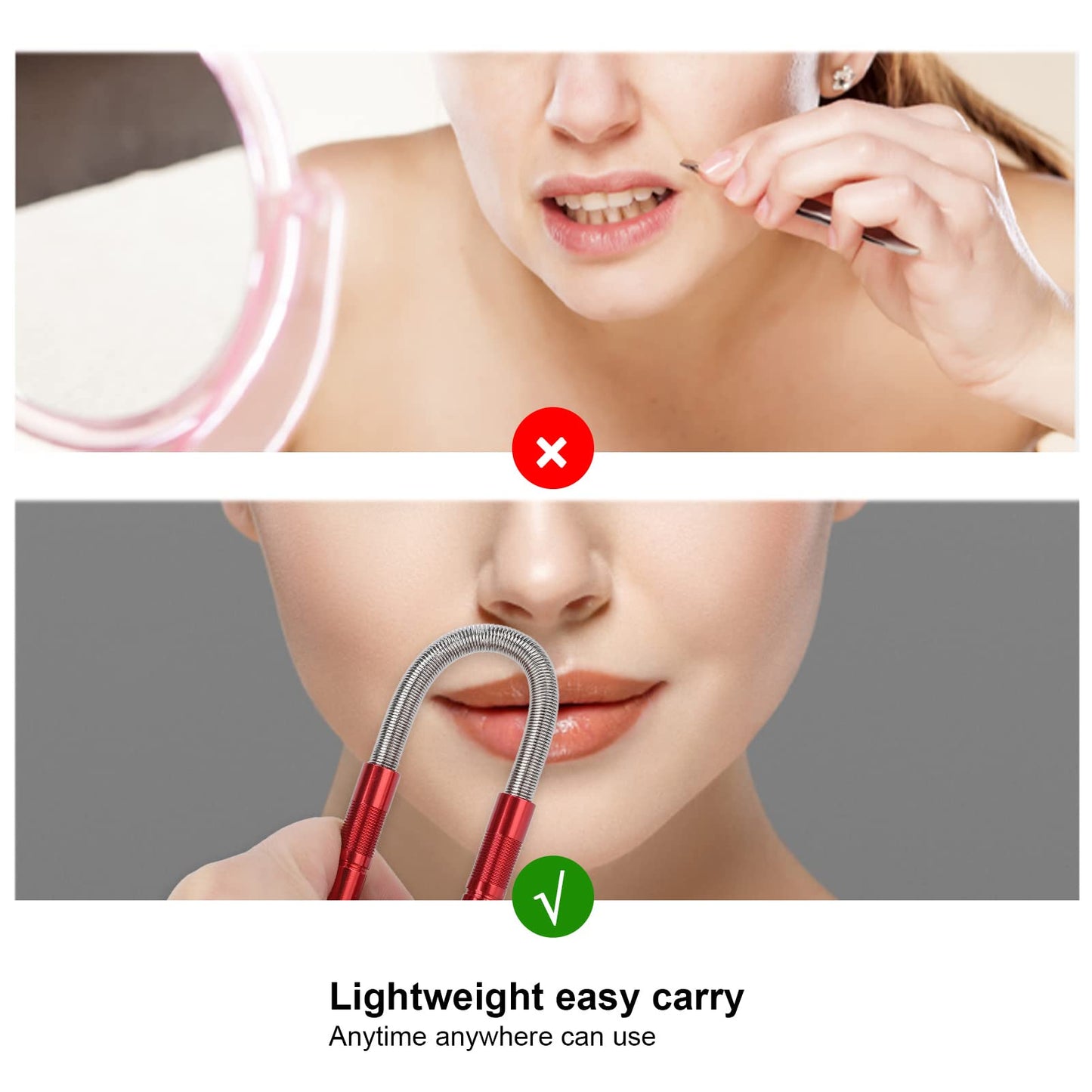 ZJchao Spring Facial Hair Epilator, Stainless Steel Manual Spring Threading Epilator for Women Chin Cheek Mustache Upper Lip Beauty and Personal Care ZJchao