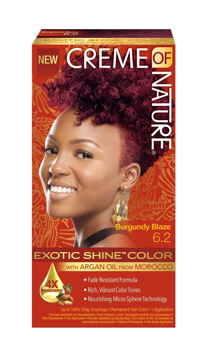 Exotic Shine Hair Color by Creme of Nature, 6.2 Burgundy Blaze, with Argan Oil from Morocco, 1 Application Beauty & Personal Care Creme of Nature